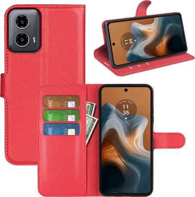 MobyDefend Hoesje - Geschikt voor Motorola Moto G34 - Kunstleren Wallet Book Case (Sluiting Voorkant) - Rood