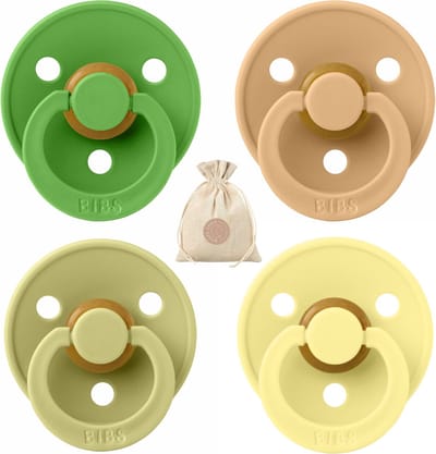 BIBS fopspenen - T1 -Pear, Desert Sand, Olijf & Sunshine -0-6 maanden - spenen - speen - fopspeen - BolleToet speenzakje
