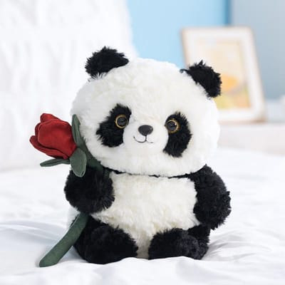 23cm Kawaii Bamboe Panda Pop Pluche Pop Reuzenpanda Met Roze Hart Speelgoed Zacht Pluche Pluche Kussen Speelgoed Vriendin Verjaardagscadeau 23cm helder roze
