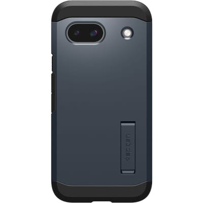 Spigen Tough Armor Hoesje Geschikt voor Google Pixel 8a - Back Cover met Kickstand Metal Slate