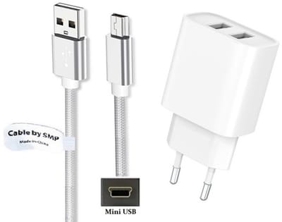 OneOne 2.4A lader met 2 poorten + 1,5m Mini USB kabel. Oplader en snoer past op Texas Instruments grafische rekenmachine TI-83, TI-83 Plus, TI-84 +, TI-84 + C, TI-84 + CE, TI-84 + SE, TI-84x, TI-86, TI-89, TI-89 Titanium, TI-Nspire / CAS / CX