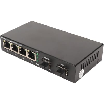 SFP-glasvezelswitch 6 poorten 10 100 1000M zelf-adaptieve LED-indicator Ethernet optische switch voor
