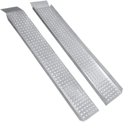 Set van 2 Verzinkte Stalen Oprijplaten 400 kg Draagvermogen Laadhelling Zilver