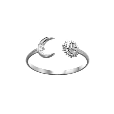 Ring - Zon/Maan Zilverkleurig | Verstelbaar | Stainless Steel | Fashion Favorite