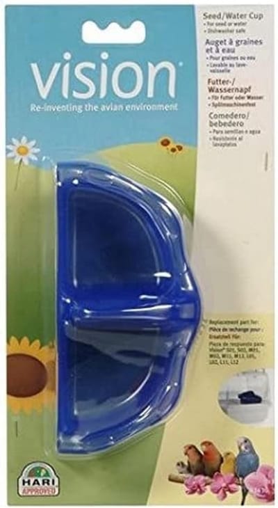 Zaai- en waterbekers - Voerbakjes Vogelkooi - Stressvrij voeren - Buitenaf toegang - 100 ml - Blauw