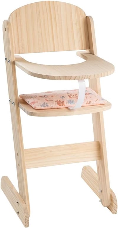 Poppenstoel van hout met zitkussen voor poppen tot 50 cm