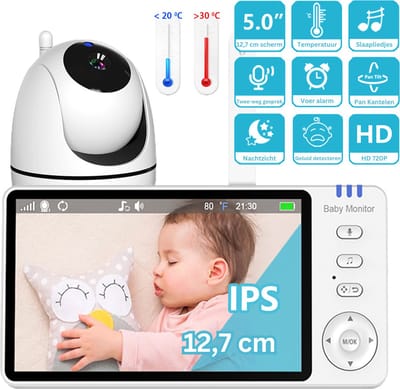 Babyfoon met Camera - Baby Monitor met Geluidsdetectie - Babyfoon met Camera en App - Wit