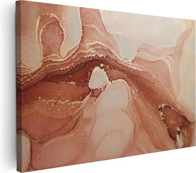 Artaza Canvas Schilderij Abstract - 120x80 cm - Groot - Wanddecoratie Woonkamer - Muurdecoratie Marmer - Schilderijen Op Canvas Roze