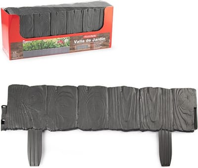 8x stuks flexibele graskant/tuin rand/kantopsluiting hekjes delen van 57.5 cm donkergrijs - 24 cm hoog incl pinnen