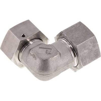 M36x2 x 25S RVS Verstelbaar L-Fitting 90graden met Afdichtconus en O-ring 400 Bar DIN 2353 - FL2E-NC-STFP-36-25-SO
