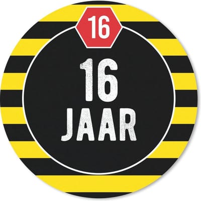 Muismat rond 20x20 cm - Mousepad Jubileum - 16 jaar - Quote - Decoratie - Ronde muismatten