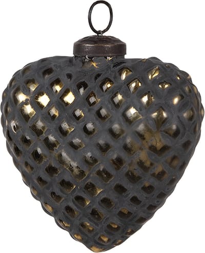 Clayre & Eef Kerstbal Overig 10x4x11 cm Zwart Glas Kerstballen