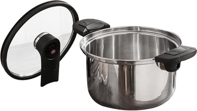 Roestvrijstalen Drukpan - Snelkookpan Stoomkoker - Efficiënt Koken - Tijdwinstgarantie - 20 cm - Zilverkleurig