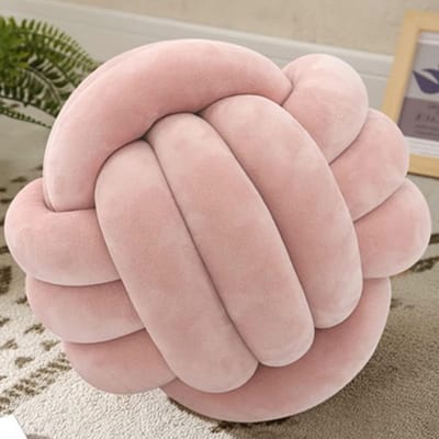 Zachte 25 cm ronde kussens met knopen, decoratieve pluche kussens voor kinderkamer, woonkamer en slaapkamer, ideaal voor banken en vloeren (Roze)