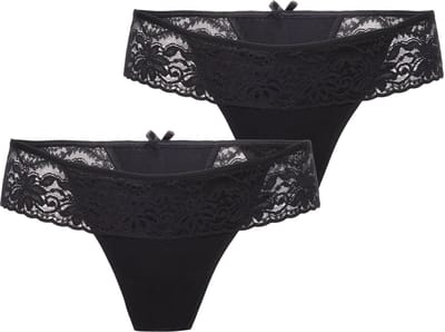 Bellivalini Dames Slip Onderbroek – (2Pack) Zwart – S - MS-GAB-161-String-2P