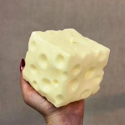 Grote Vormbare Kaas Knijpbal Niet-Stuiterende Fidget Speelgoed Jumbo Kaasblok Stressbal Asmr Sensorisch Anti-Stress Festival Cadeau beige