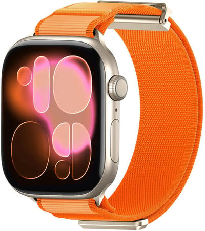 By Qubix - Geschikt voor Apple Watch bandje - Magnetische nylon bandje - Oranje - Geschikt voor Apple Watch 38mm / 40mm / 41mm / 42mm - nylon - bandje iWatch