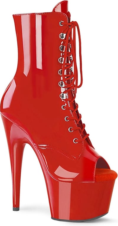 Pleaser - ADORE-1021 Plateau Laarzen, Paaldans schoenen - Paaldans schoenen - 40 shoes - Rood