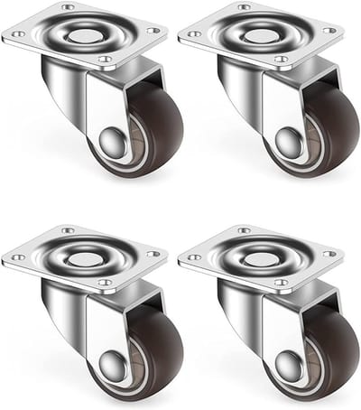 Allecta - Set van 4 Zwenkwielen van 25mm voor Meubel Trolley - Rubber - Draagvermogen 40 KG - Geschikt voor Meubels en Trolleys