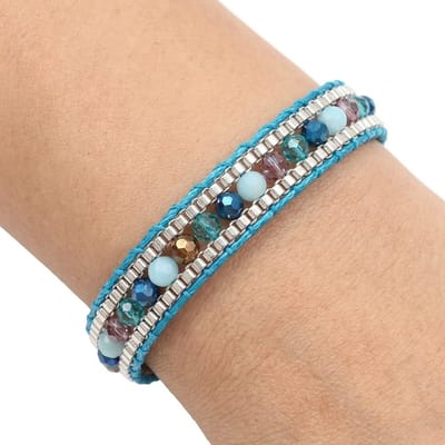 Blauw kralen armband dames vriendschaps armband verstelbare koord armband met glaskralen bohemian stijl handgemaakte geweven armband festival sieraden en casual mode accessoires