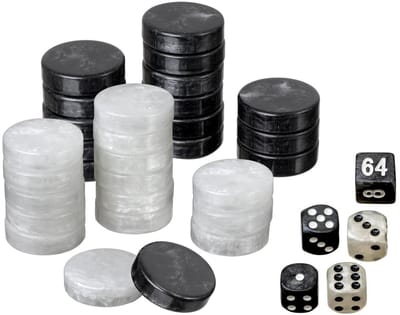 Philos Backgammon speelstukken set Medium 28 mm zwart/wit
