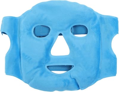 Face Mask Sleeping Hot Cold Compress Gel Bead Face Cover Soft Swelling Stress Relief Heat Ice Pack Face Cover (Dark Blue)