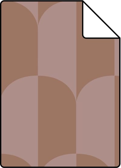 Proefstaal ESTAhome behang art deco bogen oudroze en bruin - 26.5 x 21 cm - 131235-S
