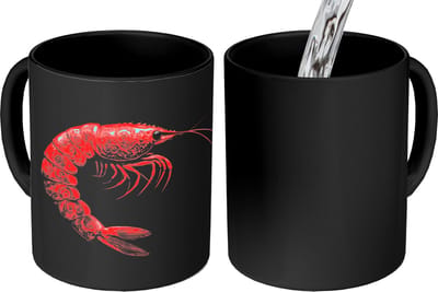 Magische Mok - Foto op Warmte Mokken - Koffiemok - Garnaal - Rood - Dieren - Magic Mok - Beker - 350 ML - Theemok