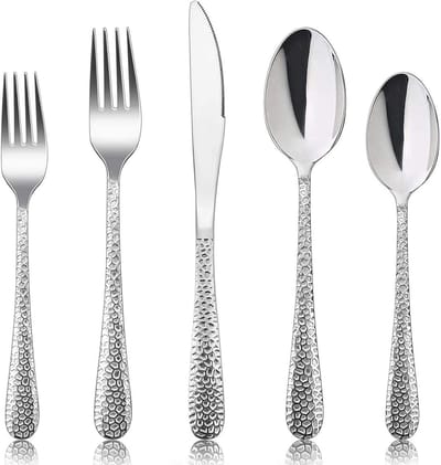 Complete Bestekset van 60 Stukken voor 12 Personen met Mes, Vork en Lepel, Modern Design, Geschikt voor Thuis, Feesten en Restaurants, Vaatwasmachinebestendig en Hoogglans Gepolijst