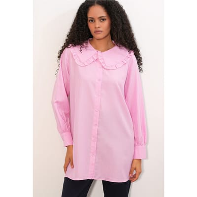 Langsleeve Textured Shirt Met Baby Kraag