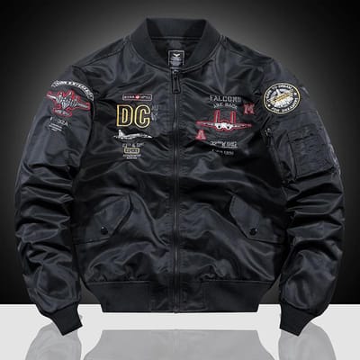 Lente en Herfst Nieuw Pilotjack Heren Vliegtuig Geborduurd Baseballjack Grote Maat Jas Tooling Jas XXL black