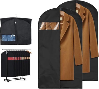 ByShane - 2 Pack Kledinghoes 140 x 60 cm - Zwart - Met Rits - Geschikt voor Pakken, Jurken, Jassen - Premium Kledinghoes
