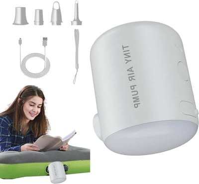Elektrische Luchtpomp - Oplaadbare Inflator - Kamperen Reizen - Met LED Licht - 2200 mAh - Wit