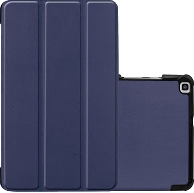 Hoes - Geschikt voor Samsung Galaxy Tab A 8.0 (2019) - Dun & Stevig - Trifold Bookcase - Hard Cover - Hardcover Book Case - Tablet Hoesje - Donkerblauw