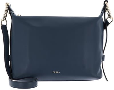 FURLA Leren schoudertas Vitello Claris Lux Tonie Hobo Bag Grigio Blu blauw