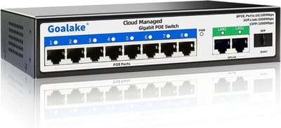 8-poorts Poe Switch - Cloud Managed Ethernet Switch met 10 Poorten PoE op 120 W, Eenvoudig Beheer en Ultra Remote Cloud tot 250 m