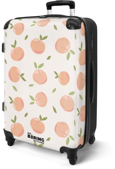 NoBoringSuitcases.com® - Koffer groot - Rolkoffer lichtgewicht - Beige met perziken - Reiskoffer met 4 wielen - Reis trolley - Grote valies XL - Bagagekoffer op wieltjes - 20 kg bagage - Ruimbagage middelgroot