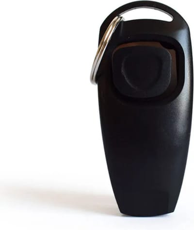 FSW-Products - Luxe clicker met fluit - Clickertraining voor Honden - Zwart - Bevestigingsring - Hondentrainer