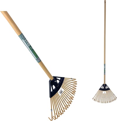 Synx Tools Gazonhark Bamboehark mini - Bladhark - Bodembewerkers - Harken - Gazon 180x220mm mm - Incl. Steel 75 cm