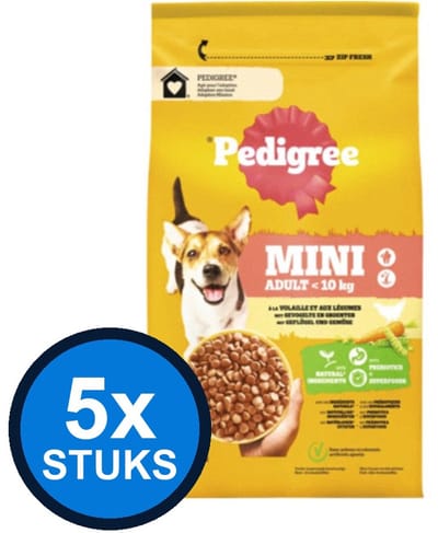 5x Pedigree - droog adult mini kip 1,4kg - Hondenvoer - 1.4 kg