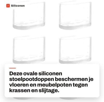 Dailygoods- Stoelvoetbeschermers Siliconen - Ovale Meubelvoetdoppen - Vloerafdekkingen - Bescherming tegen Krassen - Eenvoudige Installatie - Transparant 20 x 40 mm - Meubelbescherming