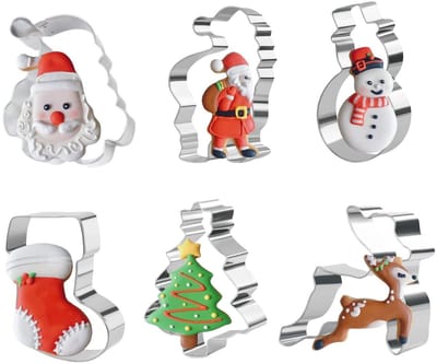 Allecto - Kerstcookie-uitsteekvormpjes - 6 Stuks - Roestvrij staal - Perfect voor kinderen en gezinnen - Kerstthema - Creatief bakken - Feestelijke..