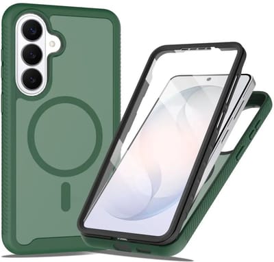 Hoesje met Ingebouwde Screenprotector Geschikt voor Samsung Galaxy S26 - Compatibel met MagSafe / Qi2 - Full Protect - Schokbestendige Beschermhoes - Case Matte Groen
