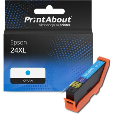 PrintAbout huismerk Inktcartridge 24XL (C13T24324012) Cyaan Hoge capaciteit Geschikt voor Epson