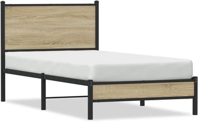 Metalen bedframe - Robuust bed - Slaapkamer inrichten - Met opbergruimte - 80 x 200 cm - Sonoma eiken