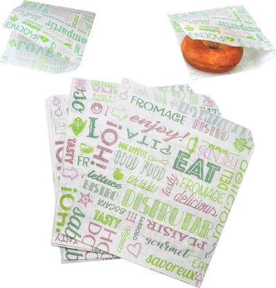 Rainbecom - 100 Stuks - 19 x 17 cm - Hamburger Zakje Papier - Vetvrij Papier - Papieren Zak voor Sandwiches