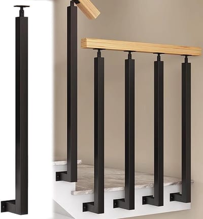 Balustrade Paal - Trapleuningpaal Relingpaal - Veiligheid Verhoging - Verstelbare Hoekbeugel - 65 cm - Zwart