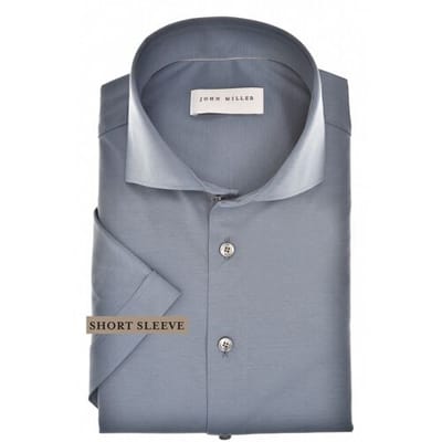 John Miller Overhemd Slim Short Sleeve Cotton Jersey Donker Blauw Melange / male
