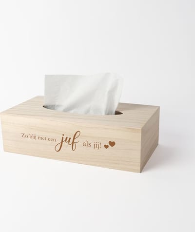 Tissue box - Cadeau juf - Cadeau juf einde schooljaar - Juf bedankt - Blij met een juf als jij - zakdoekendoos - Juf cadeau