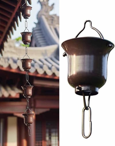 Regenketting - Waterafvoer Ketting - Huis Decoratie - Aluminium Bakjes - 1 Meter - Grijs